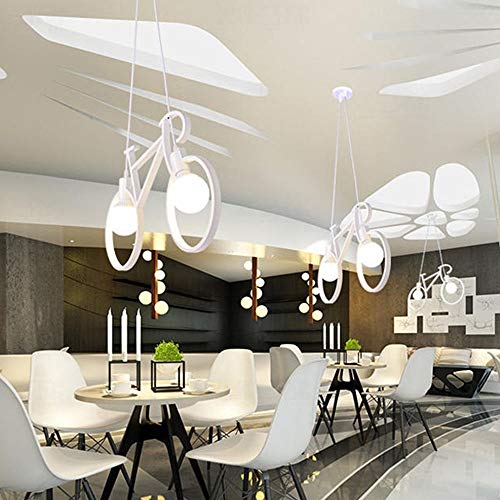 Preisvergleich Produktbild KK Gabby Retro Kreative Schmiedeeisen Fahrrad Kronleuchter Land Persönlichkeit Einfache Restaurant Internet Cafe Bar Tisch Fahrrad Lampen (Farbe : White)