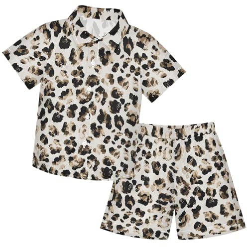 Image of visesunny Funny Boy's 2 Pieces Shirt and Short Set Casual Shirts Short Sleeve Beach Shorts Summer Outfits for 3-10 Years Kids