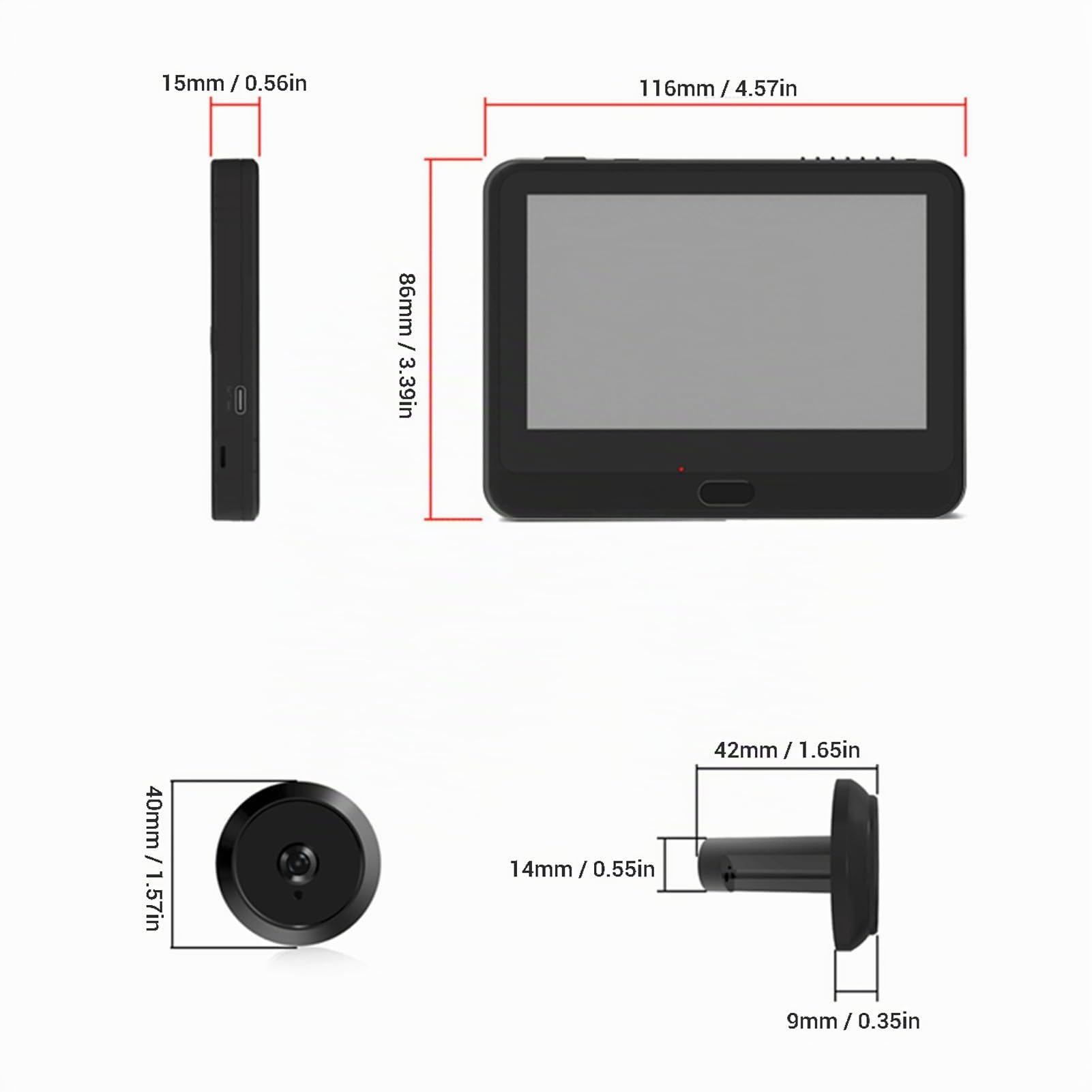 Asixxsix Spioncino Digitale, Spioncino WiFi Intelligente 1080P con Display LCD 4,3 Pollici, Rilevamento del Movimento PIR, Audio Bidirezionale, Visione Notturna, Modifica della Voce