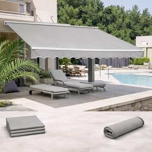 Toile De Rechange pour Store Banne 200 300 400 500 Cm Toile De Store Banne Anti-UV Imperméable Tissu De Remplacement pour Auvent De Terrasse Protection...