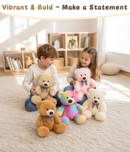 Image of MaoGoLan 15-Inch Small Teddy Bear, Beige Plush Gift for Kids and Adults