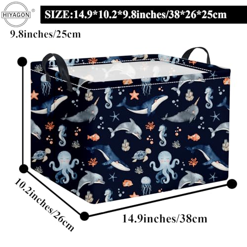 Image of Rectangular Ocean Basket Kids Baby Storage Bin Toy Organizer Box for Boys Under the Sea Nursery Decor(Ocean)