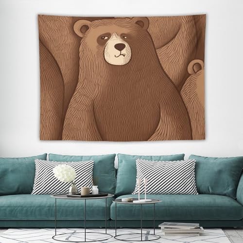 Tapisserie murale ours marron pour masquer un mur vide sans faire de trous