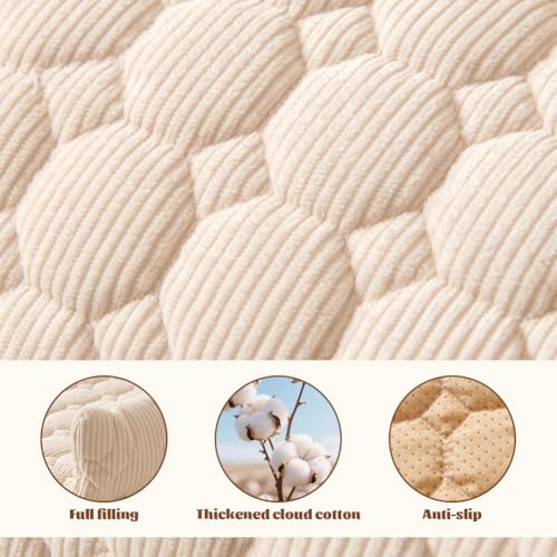 Meenewching Hundebett Sofa, 75x75cm Weiches Waschbares Sofabett Hund, Hundedecke Sofa mit Rand, Sofaschutz, Flauschiges rutschfest Hundekissen für Kleine und Mittlere Hunde und Katzen, Beige