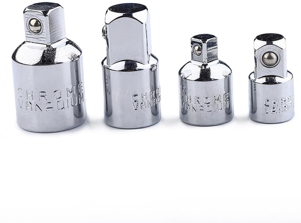 4pcs Square Ratchet Socket Adapter Reducer Kit 1/2 to 3/8 Plug Adapter 3/8 to 1/2 Plug Adapter 3/8 to 1/4 Plug Adapter (Silver Color), Colour: Silver.