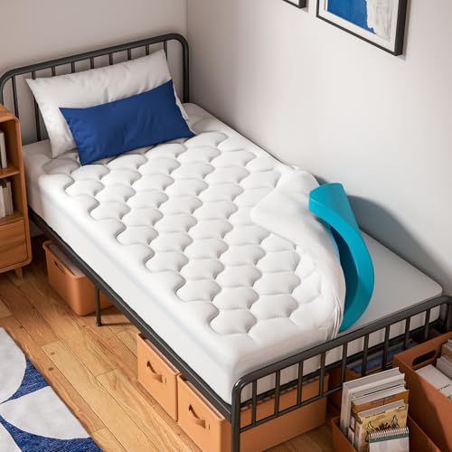 OhGeni Cooling 4 inch Dual Layer Twin XL Mattress Topper for...