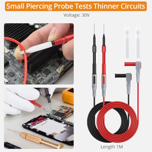 Neoteck 17PCS Multimeter Automotive Test Leads Wire Piercing Clip Puncture Probes Replaceable Gold-Plated Multimeter Probes 4mm Banana Plug Extension Test Cable Set - Thumbnail 5