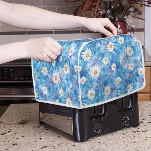 Image of Talayituse Boho Mandala Daisy Flower Print Toaster Cover 4 Slice Wide Slot, Lightweight Bread Maker Cover Dust Protection Washable Appliance Bag, M
