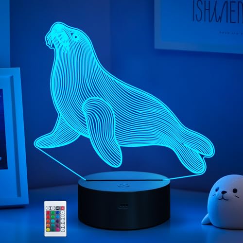 Veilleuse 3D phoque CoolGift Mart lampe LED silicone pour chambre