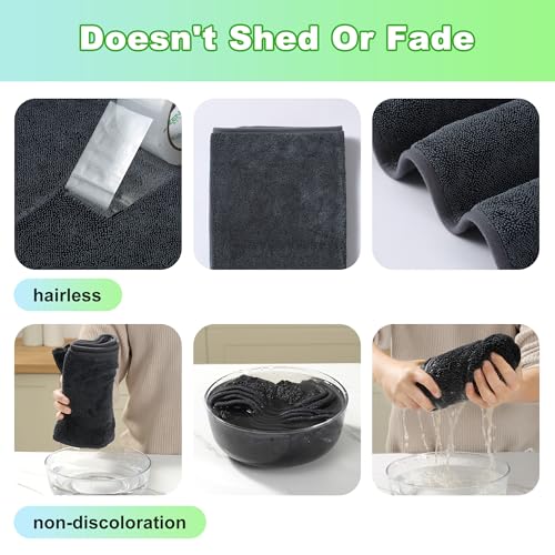 Image of JOYMOOP Microfiber Towels for Cars, 35.4 inch x 23.6 inch Car Drying Towel, Dark Gray Reusable Car Towel, Quick Drying Car Microfiber Cleaning Cloth for RVs, SUVs, Trucks