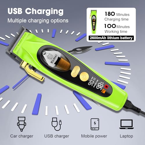 Cortadora de pelo eléctrica KEMEI inalámbrica para evitar tirones y cables 6