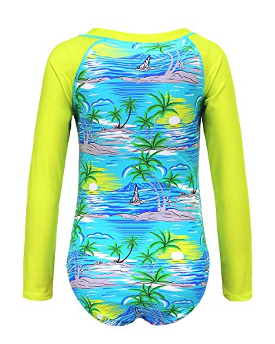Image of Girls Rash Guard Long Sleeve One Piece Swimsuits Stripes Zipper Bathing Suits UPF 50+ /Sun Protection