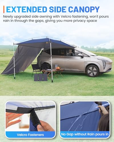 SUPAREE Car Awning Canopy Car Tent Camping SUV Sun Canopy Awning Universal Campervan Awnings Drive Away 210D Anti-UV Waterproof for Caravan/Van/RV (Basic Version) - Image 3