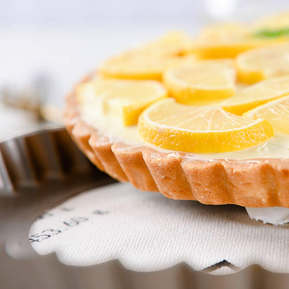 Gutsdoor Mini molde para tartas con parte inferior extraíble, molde antiadherente para quiche de 4 pulgadas, juego de 6 (4 pulgadas)