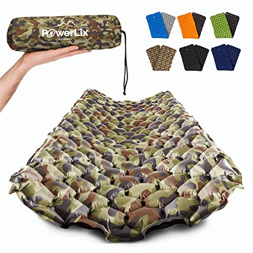 POWERLIX Camping Sleeping Pad - Ultralight Inflatable Camping Mattress Sleeping Mat for Backpacking, Hiking, Compact Lightweight Sleeping Pad for Camping, Inflation Bag/Repair Kit Included