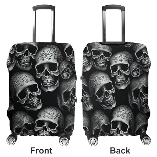 Black Skull Luggage Cover, Washable Elastic Suitcase Cover Protector Fit 18-32 Inch Luggage3