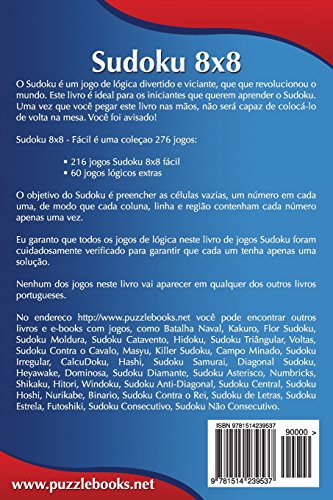 Sudoku 8x8 - Fácil - Volume 49 - 276 Jogos