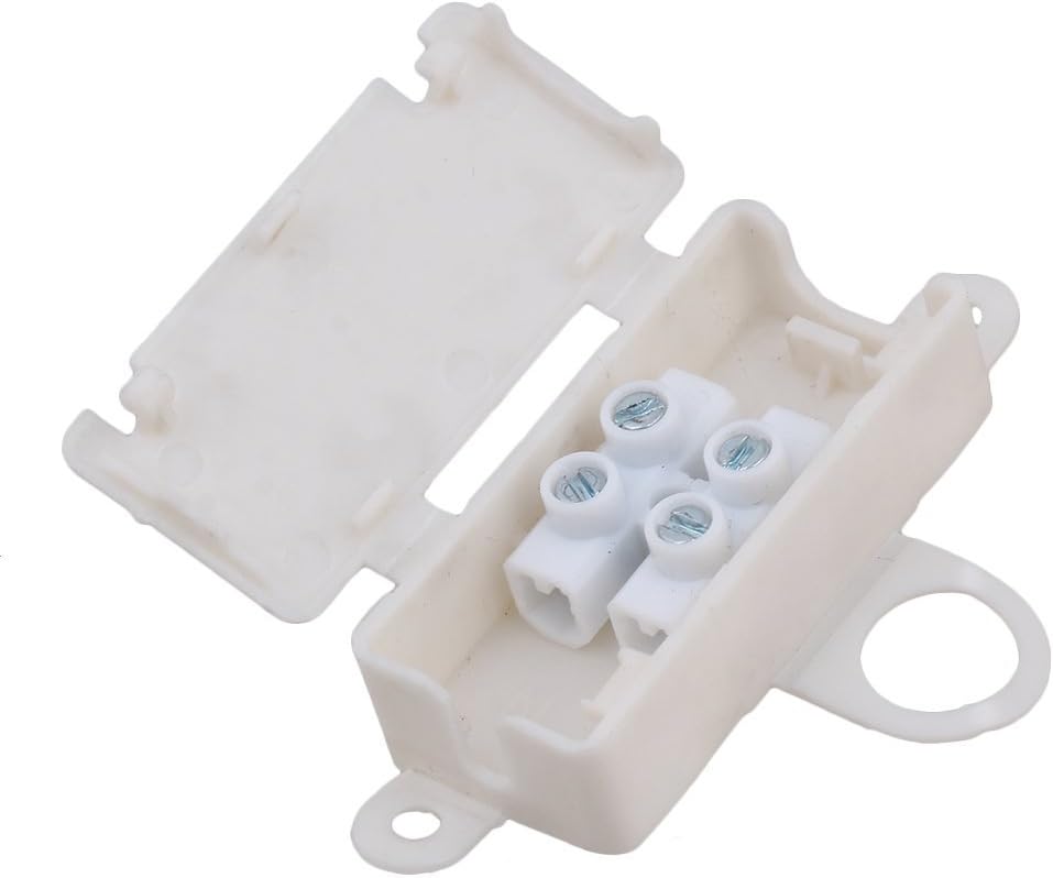 Beige Mini Cable Wire Junction Box with T06-MM02P Terminals & Black Wire Sleeves Pack of 4