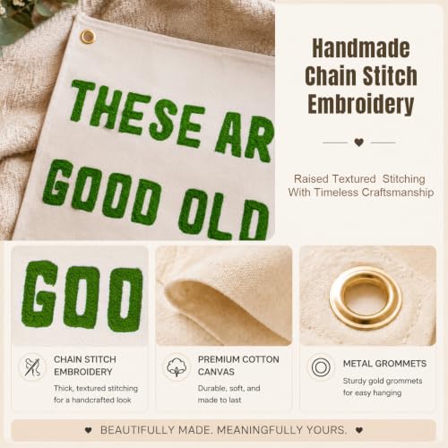 Image of These Are The Good Old Days Embroidered Wall Banner, Fabric Wall Decor