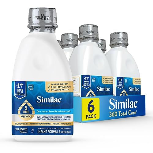 Similac 360 Total Care Infant Formula, Has 5 HMO Prebiotics, Our Closest Prebiotic Blend to Breast Milk, Non-GMO,‡ Baby Formula, Ready to Feed,...