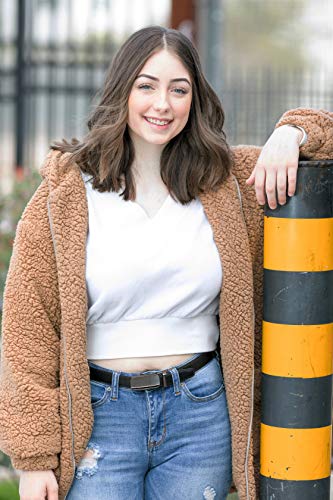 Women's Leather Ratchet Belt, Trim to Fit 18"- 44" Waist, No Holes, Packed in a Gift Box (W720X Black, 25mm Wide)4