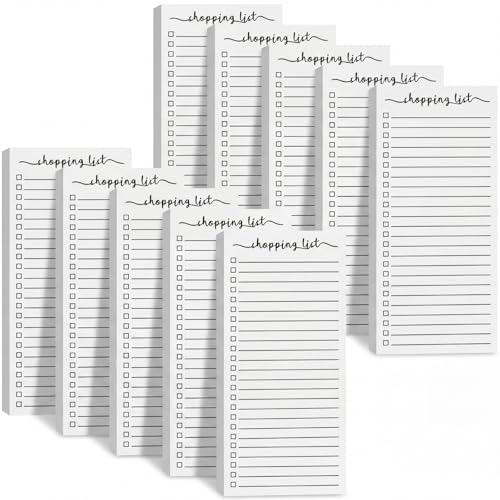 Image of Censen 10 Pack 500 Sheets to Do List Notes Daily Checklist Notepad with 50 Sheets Undated Memo Pad Color Block Shopping List Weekly Plan Notepad Organizer Planners(White,Shopping)