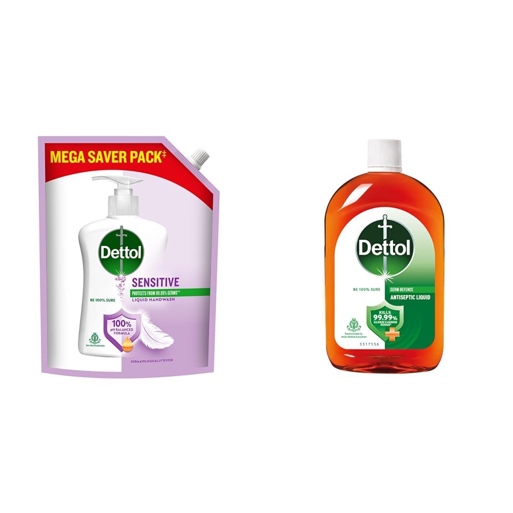 Dettol Liquid Hand wash, Sensitive, 1350ml & Antiseptic Liquid for First Aid, Surface Disinfection and Personal Hygiene, 1300ml-image-33