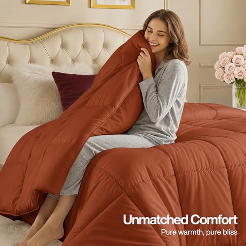 Image of Utopia Bedding Duvet Insert, Twin Comforter 64 x 88 Inches, Burnt Orange | Cozy All Season Comforter for Kids, Boys, Girls, and Teens, Down Alternative Fill, Soft Microfiber Shell, Machine Washable