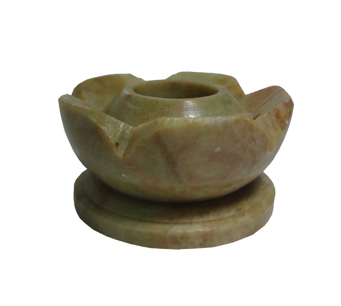 Avinash Handicrafts Stone Carved Flower Shape Candle Stand (5.5cm x5.5cm x 3cm)