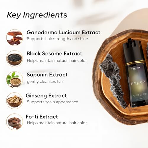 Image of Polar Hair Dye Shampoo | Blonde Hair Dye Color Shampoo for Gray Coverage | Blonde hair dye shampoo for gray hair coverage; golden tone color shampoo, semi-permanent wash, quick application, 6.76 fl oz