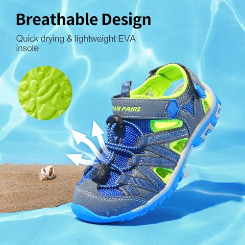 Image of DREAM PAIRS Boys Girls Closed-Toe Outdoor Summer Water Sport Sandals for Toddler /Little /Big Kid