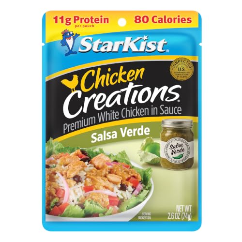 Image of StarKist Chicken Creations Salsa Verde, 2.6oz Pouch, 12-Pack | 11g Protein Per Serving, Fully Cooked White Meat, No Draining, Ready to Eat for Salad and Sandwiches