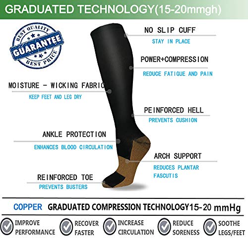 Image of Sooverki Compression Socks for Women & Men 6 Pairs is Best Supportive Knee High Stockings for Circulation, Travel, Nurses