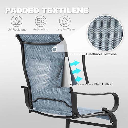 Image of NUU GARDEN Patio Dining Chairs Set of 4, All Weather Outdoor Padded Textilene Patio Chairs， Powder-Coated Metal Frame Patio Furniture for Backyard Garden Poolside Lawn, Blue and Black