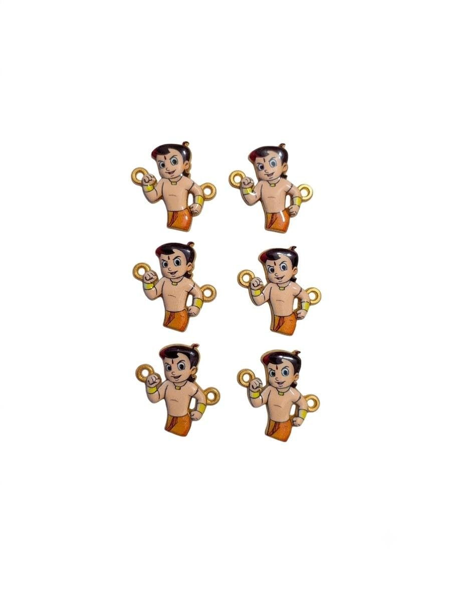 Chhota Bheem 3D Metal Cartoon Pendant Charms Pack of 6 | Rakhi Making Supply, 3D Design, Metal Material, Cartoon Character, DIY Craft Charms-image-4