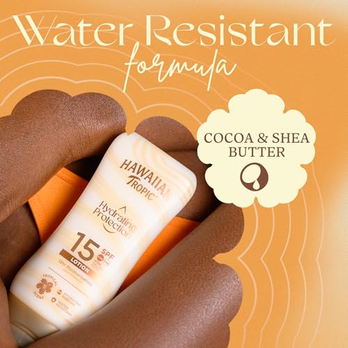Hawaiian Tropic Hydrating Protection Sunscreen Lotion, Water Resistant SPF 15 UVA + UVB Protection Suncream, 12-Hour Moisturising Sun Lotion with Cocoa and Shea Butter, 180 ml - Image 5