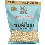 One in A Mill Hulled Sesame Seeds 2 LB | Rich & Pure White Raw Sesame Seeds for Tahini, Salad Dressing, Baking & Cooking | Non-GMO, Vegan & OU Kosher