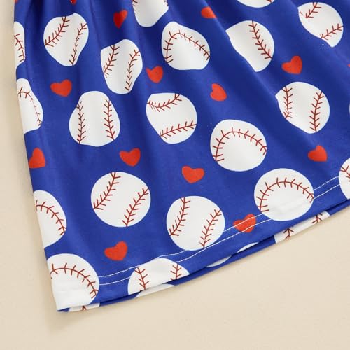 Toddler Baby Girl Baseball Clothes Baseball Print Twirly Dress Flutter Sleeve Swing Sundress Casual Summer Dresses 6