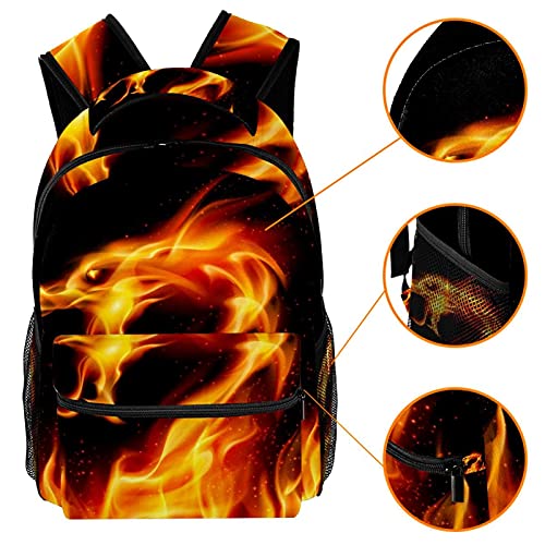 Mochila para portátil ergonómica e impermeable con compartimentos y diseño de dragón rojo 3