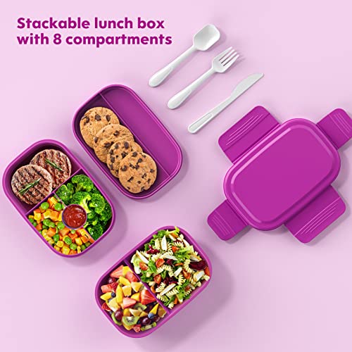 Image of Bento Box Adult Lunch Box,3 Stackable Bento Lunch Containers for Adults