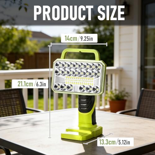 Image of Cordless LED Work Light for Ryobi 20V Battery, 2000LM Portable Handheld Flashlights Tool with USB Port and 3 Brightness Modes for Camping, Fishing, Job Site, Indoor & Outdoor Use