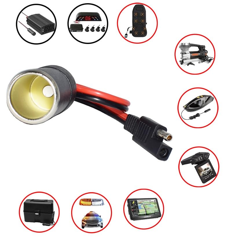 Adattatore SAE A Accendisigari 12-24V – Cavo 30 Cm, 20A, Rame Puro 14 AWG – Convertitore Per Auto, Moto, Camper, Pannelli Solari