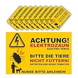 Warnschild Elektrozaun Set 10 Schilder - 20x13cm - Vorgebohrt - auf 3mm Hartschaumplatten