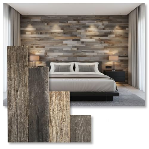 Rustic Revival | Barnwood Planks for Accent Wall Easy Nail-up Real Wood wall Planks for Rustic Panel Covering | 100% Authentic Reclaimed Weathered Wood (8 Square Feet)