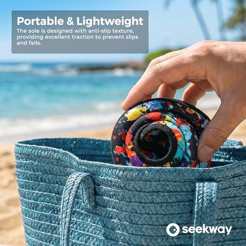 Image of SEEKWAY Water Shoes Women Men Adult Quick-Dry Aqua Socks Barefoot Non Slip for Beach Swim River Pool Lake surf Black SK002(U)