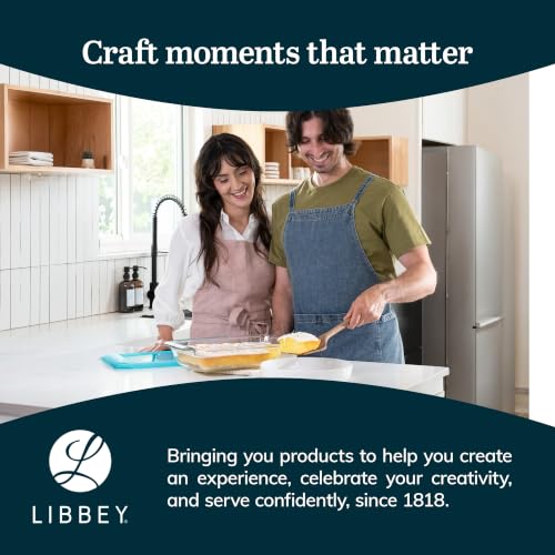 Image of Libbey Baker's Premium 2 Piece Glass Baking Dish Set, Stackable Casserole Dish with Lid Set, Baking Glassware for Casseroles, Lasagna, Brownies, Cakes