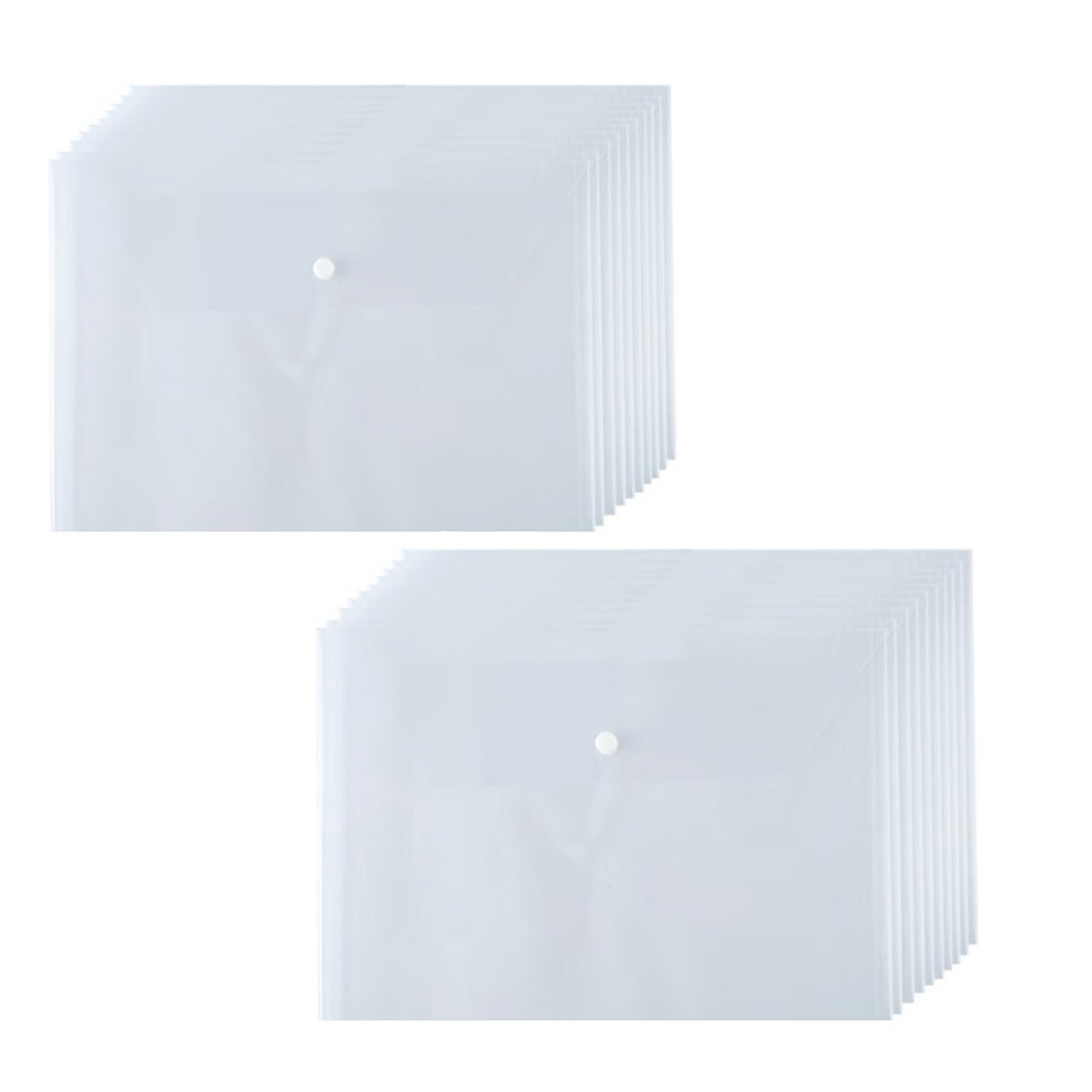 Confezione da 20 buste in plastica trasparente, per documenti con chiusura a scatto, formato A4, formato lettera, buste in poliestere impermeabili per scuola, casa, lavoro, ufficio