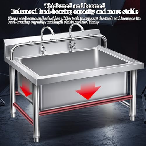 Fregadero de acero inoxidable con grifo independiente lavabo de servicio suelo 4