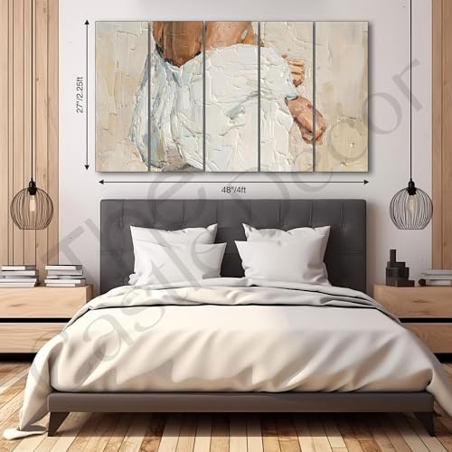 Image of The Castle Decor Abstract art painting with frame Big Size 27x48 Wall art for living room,Bedroom,Drawing room,Hotels-Wooden Framed-319