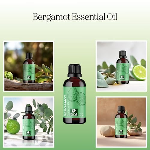 Image of Bergamot Essential Oil for Diffuser Aromatherapy - 100% Pure Citrus Bergamot Oil for Hair Skin and Nails Plus Undiluted Relaxing Aromatherapy Essential Oil for Diffusers Baths and Topical Uses 1oz